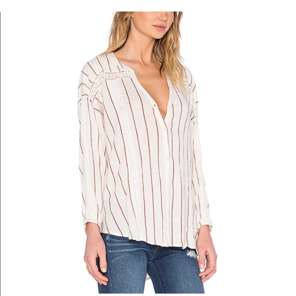 Amuse Society oversized button down with lace inset XS